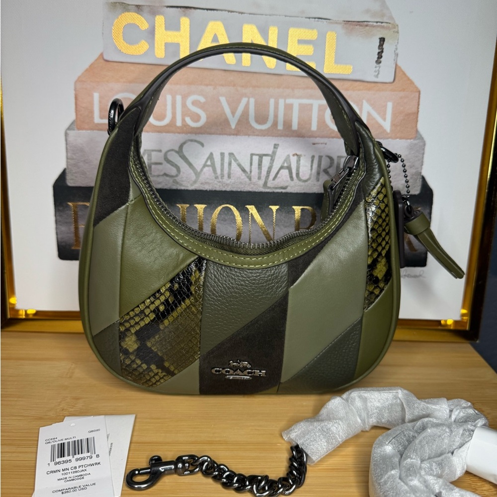 Coach Carmen Mini Crossbody Bag With Patchwork, green, nwt limited release